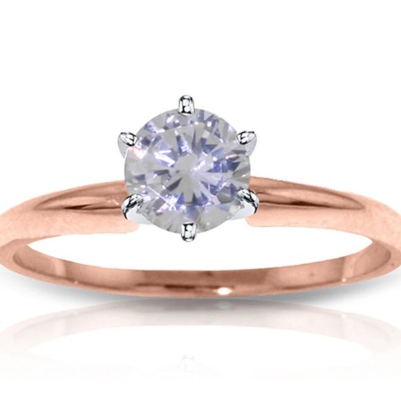 14K Rose Gold Solitaire Diamond Ring 0.40 Carat - Picture 1 of 2